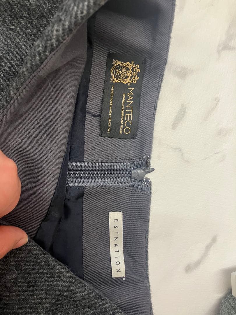 お値下げ中　ESTINATION ウールフレアミニスカート グレー