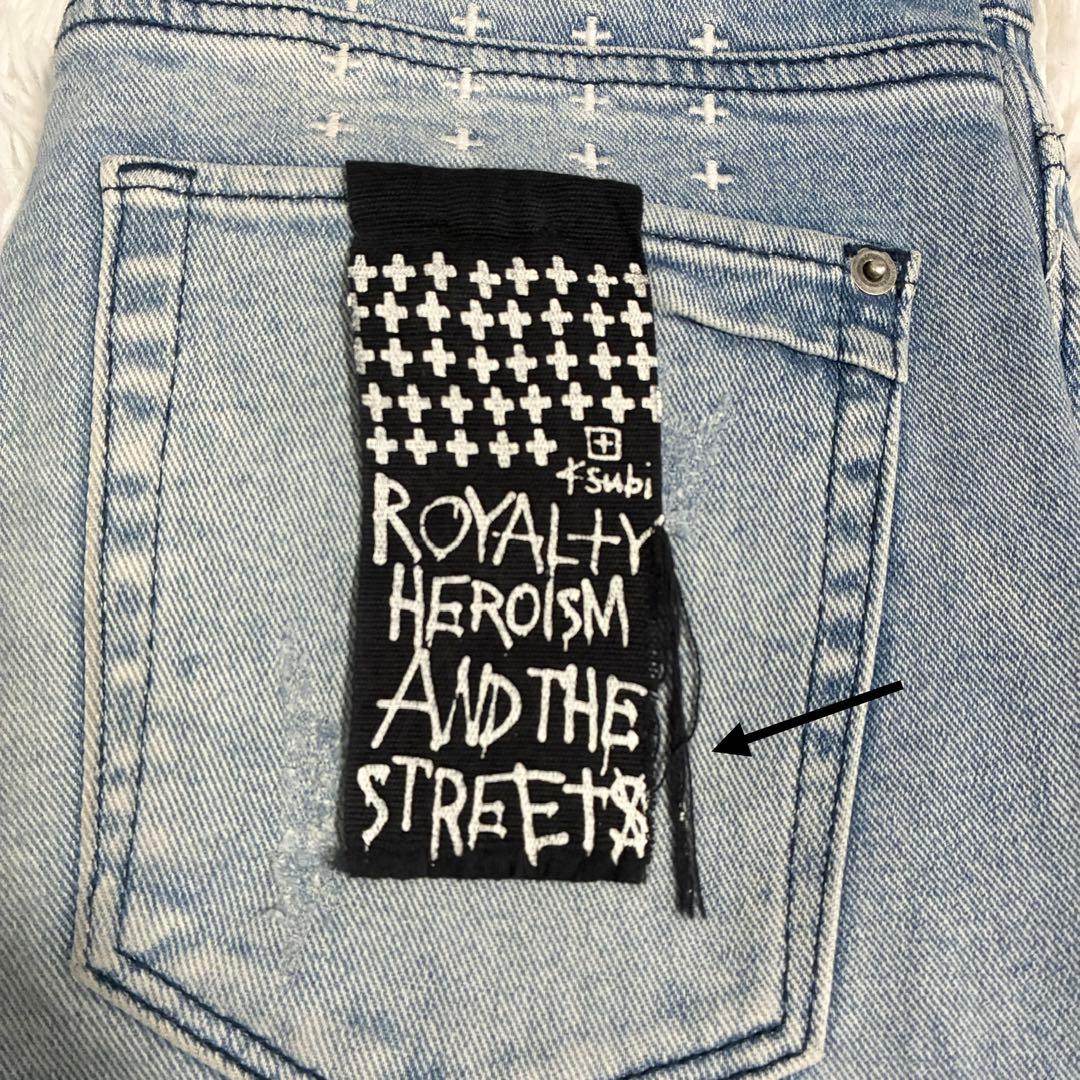 【KSUBI】スビ ダメージ加工ストレッチデニムパンツ クラッシュデニム 29