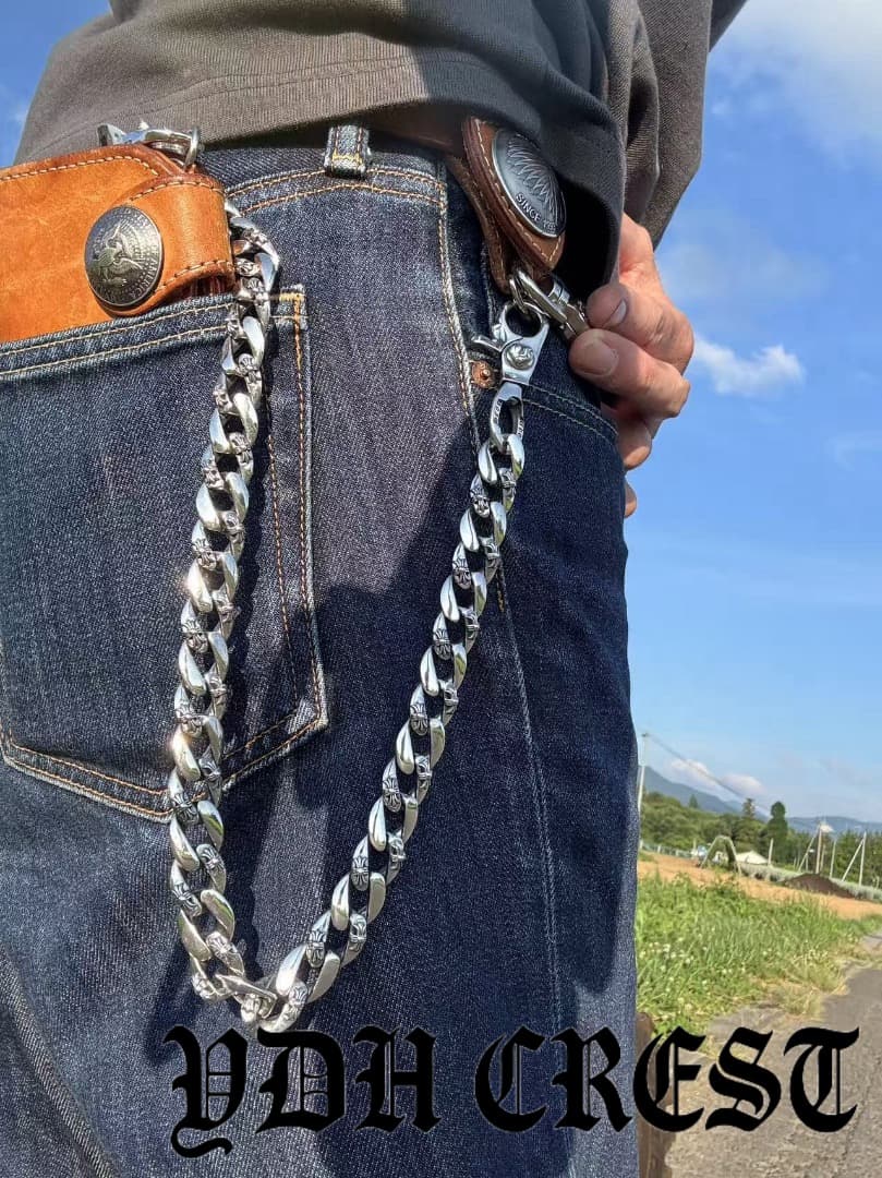 バイカー必須　ウォレット用プレーン　シルバーチェーン　TYPE1　QBKL005