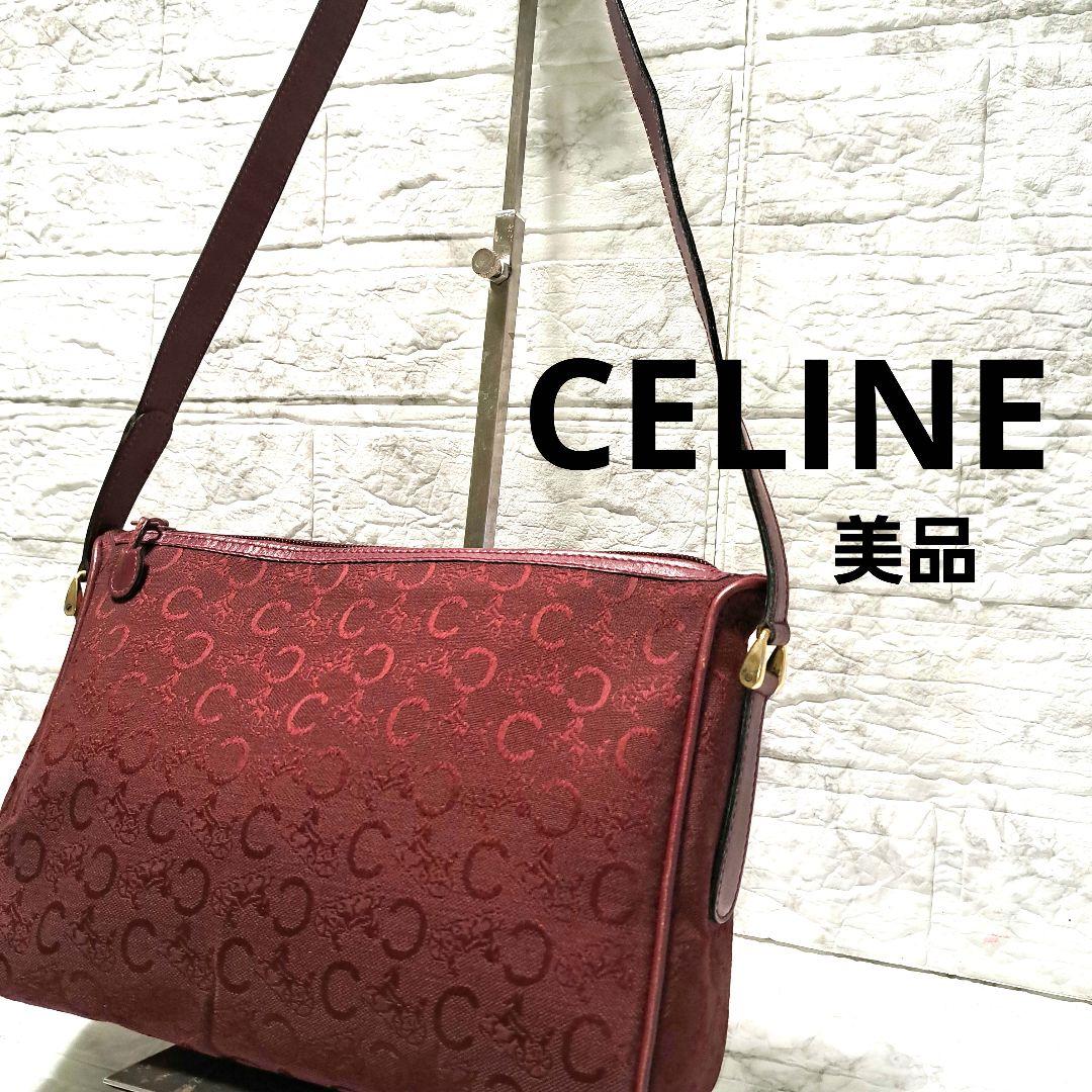 ✨️超美品✨️CELINE セリーヌ　Cマカダムキャンバス カーフワインレッド