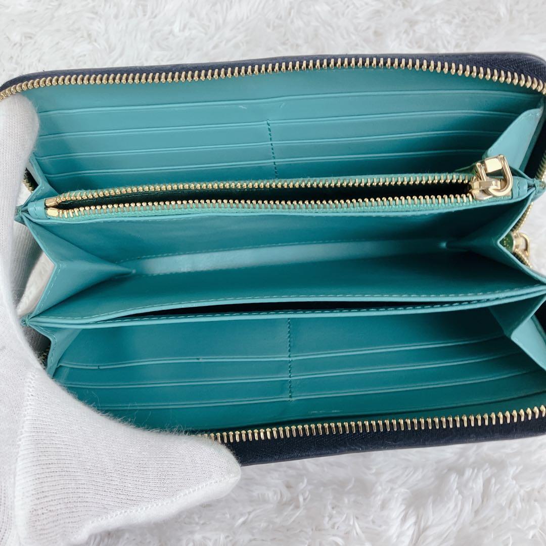 専用ミュウミュウ マテラッセ デニム 花柄 長財布 インディゴブルー バイカラー