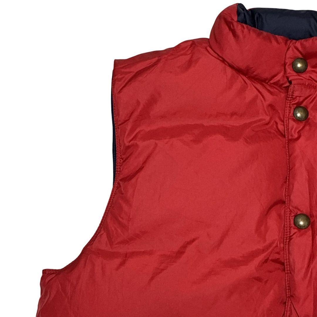 ポロバイラルフローレン リバーシブル ダウンベスト 紺×赤 刺繍ロゴ L