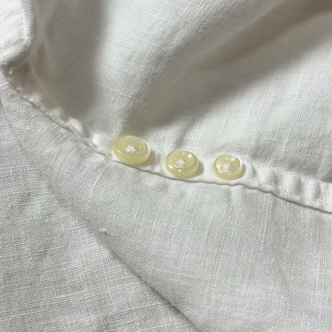 美品　ラルフローレン　長袖リネンシャツ　ポニー刺繍　白