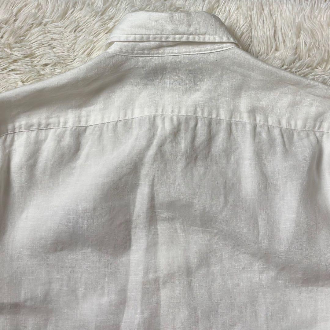 美品　ラルフローレン　長袖リネンシャツ　ポニー刺繍　白