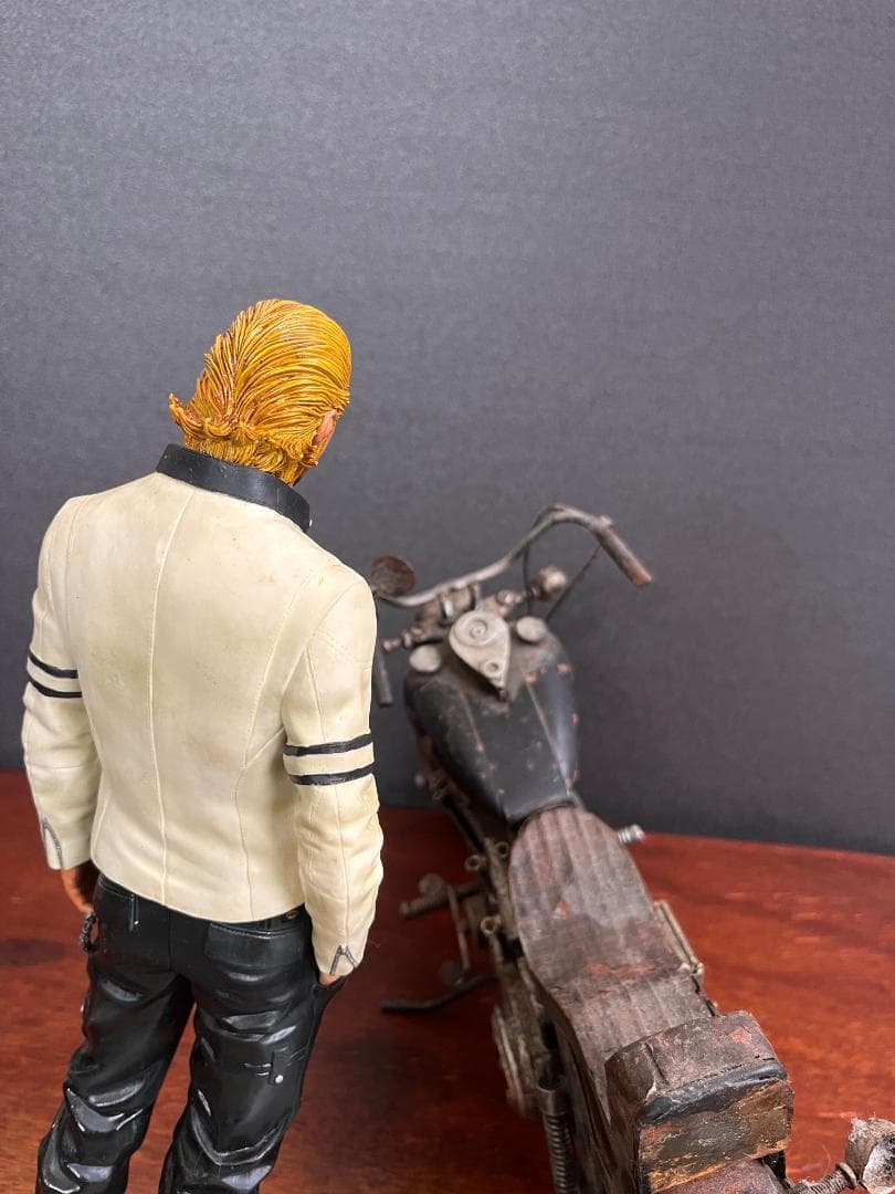 CROWS×WORST 高橋ヒロシサイン入り複製原画 河内鉄生 フィギュアバイク