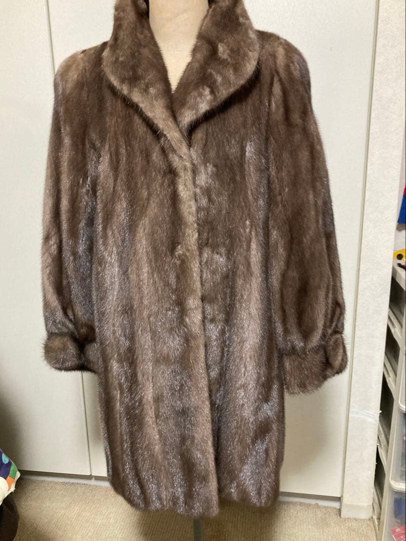 ブラウン ロングファーコート