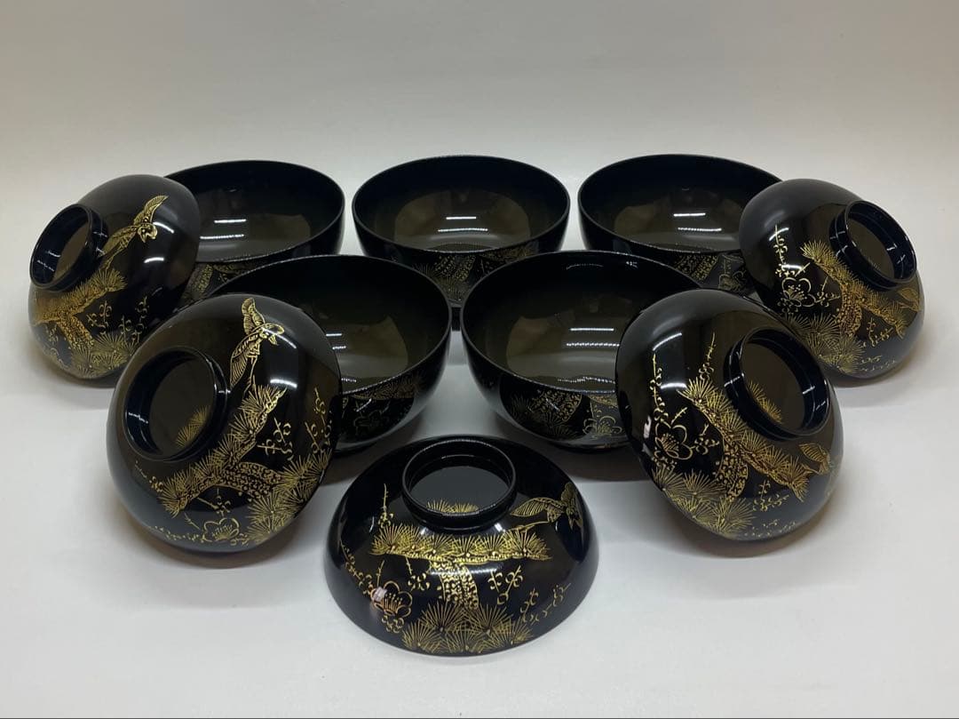 輪島塗　吸物椀　沈金　懐石道具　漆器　5客 　　　f5521