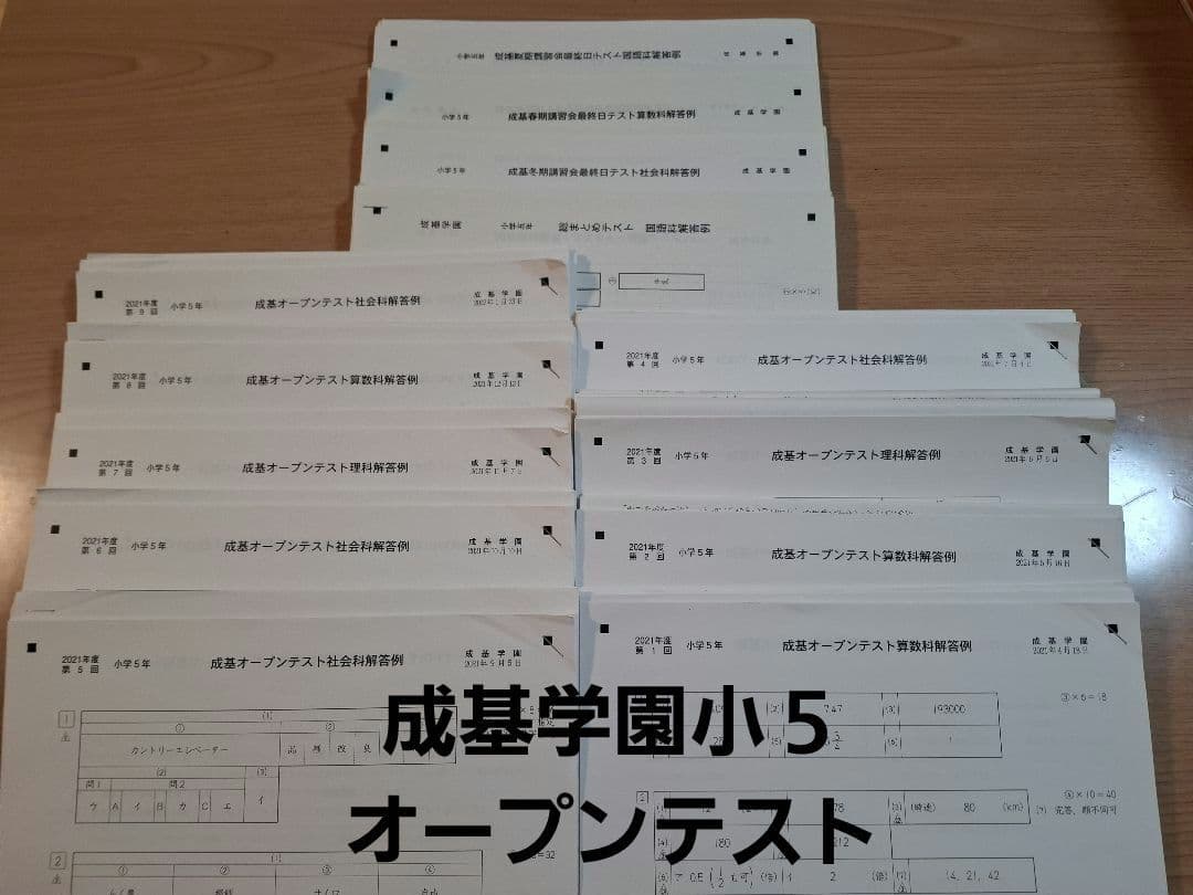 成基学園　2021年度　小５オープンテスト　講習会最終日テスト　総まとめテスト