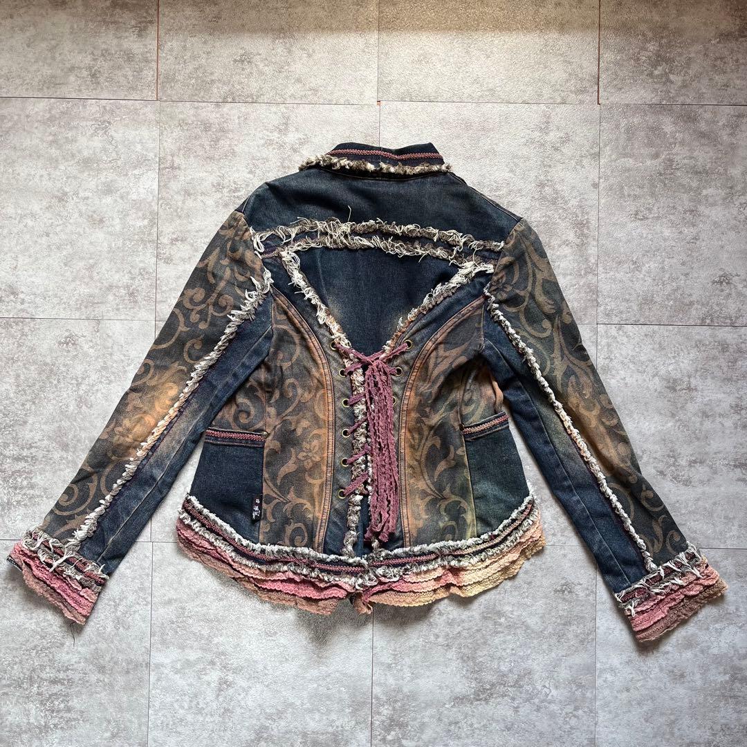 OZZ ANGELO デニムジャケット　レース　y2k フェアリーグランジ