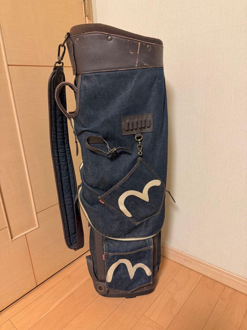 【希少品】エヴィス（EVISU）フード一体型キャディバッグ・デニム生地