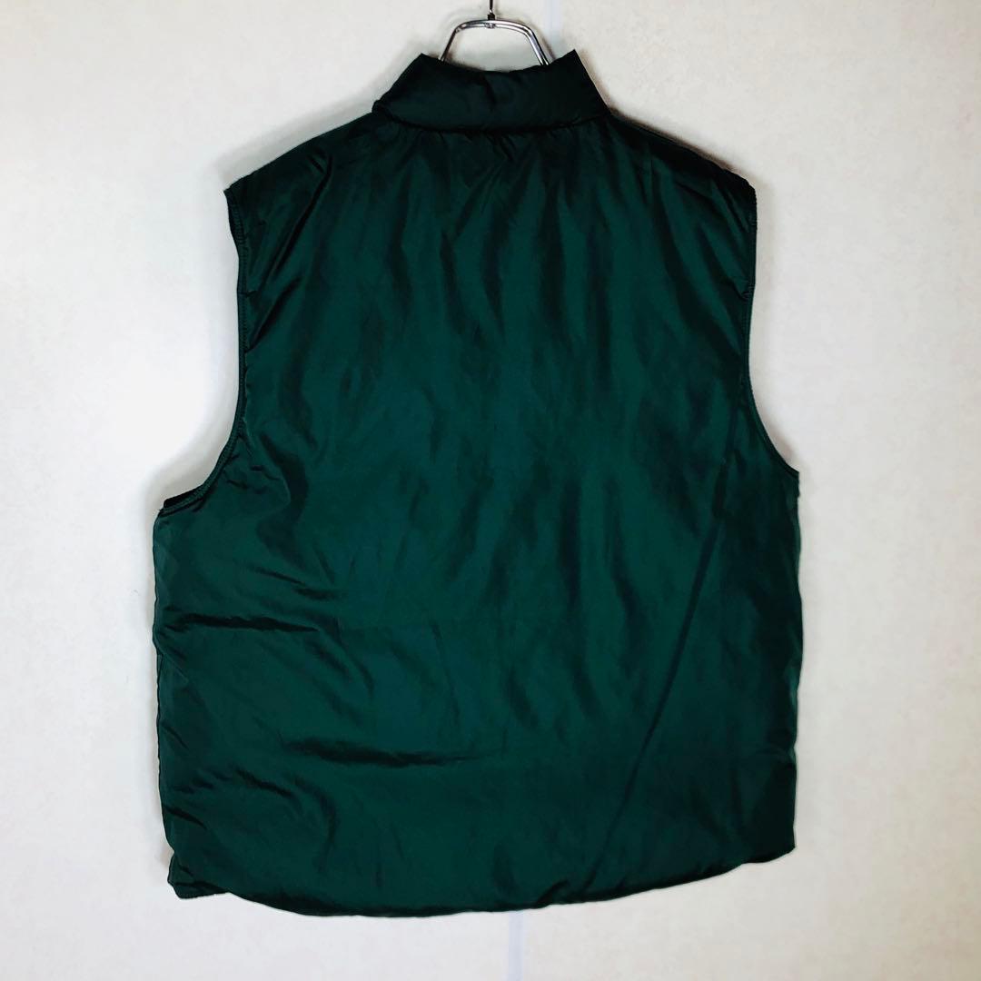 【人気リバーシブルダウン】ラルフローレン ダウンベスト 刺繍ロゴ ネイビー 緑紺