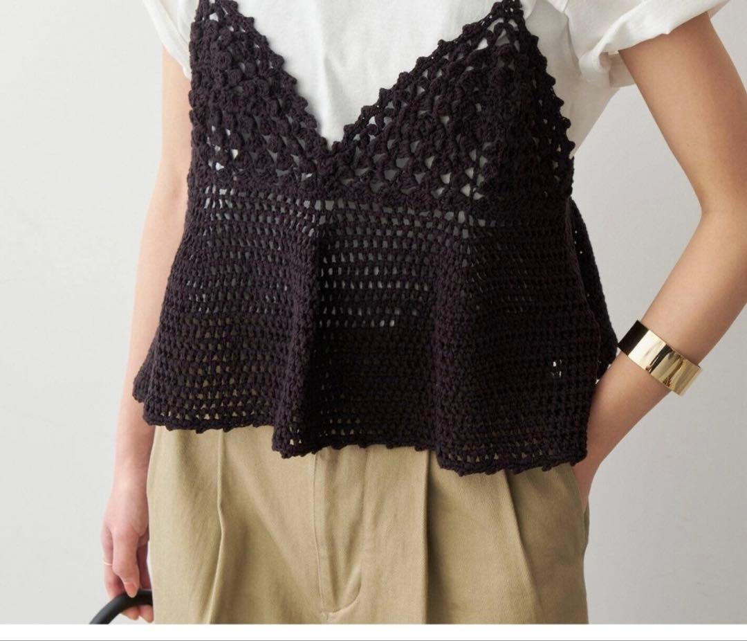 新品☆完売　クロシェ編みキャミソール ブラック フリーサイズ