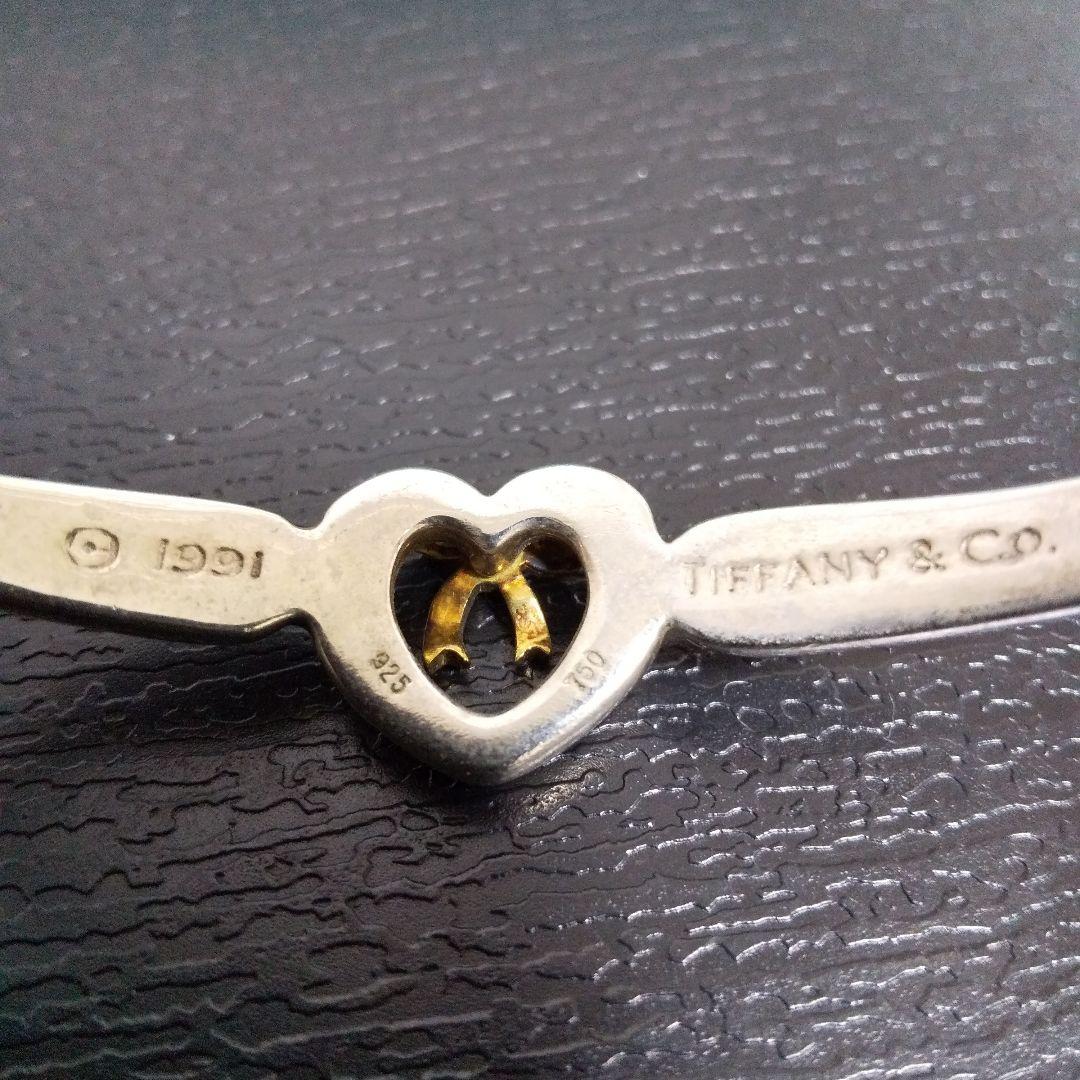 TIFFANYティファニー バングル ハート リボン SILVEA925 K18