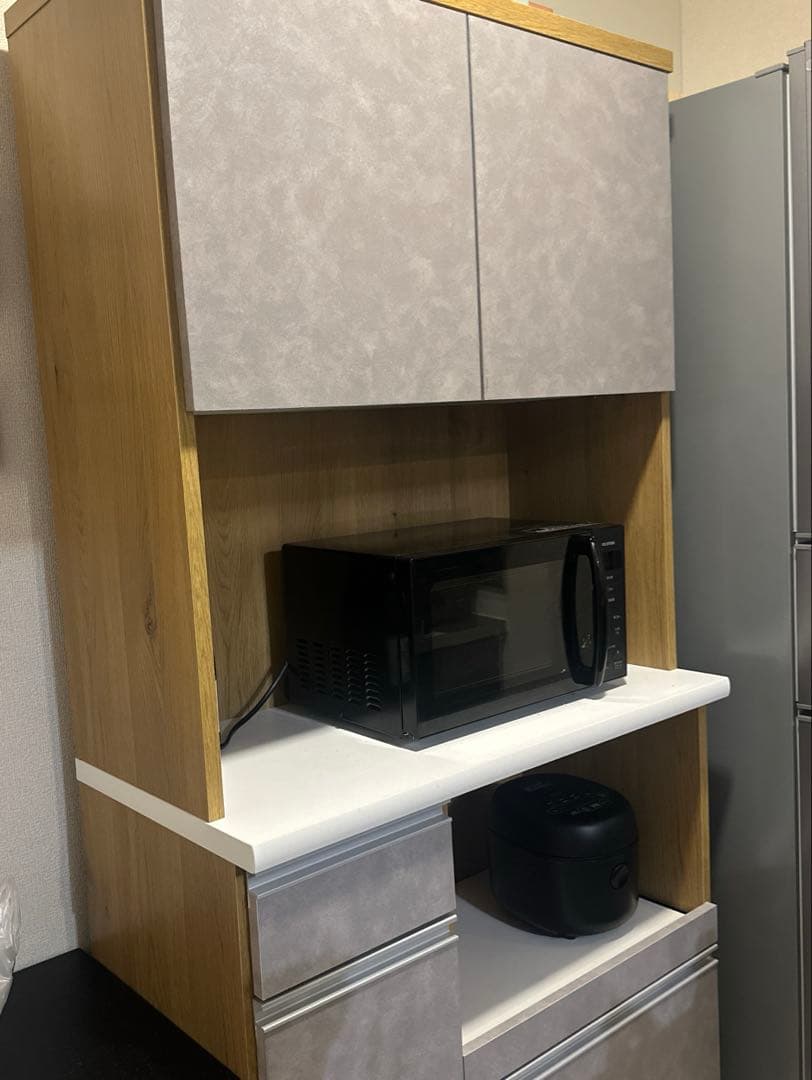 食器棚 キッチンカウンター キッチンボード モルタル木目 キッチン収納 90cm