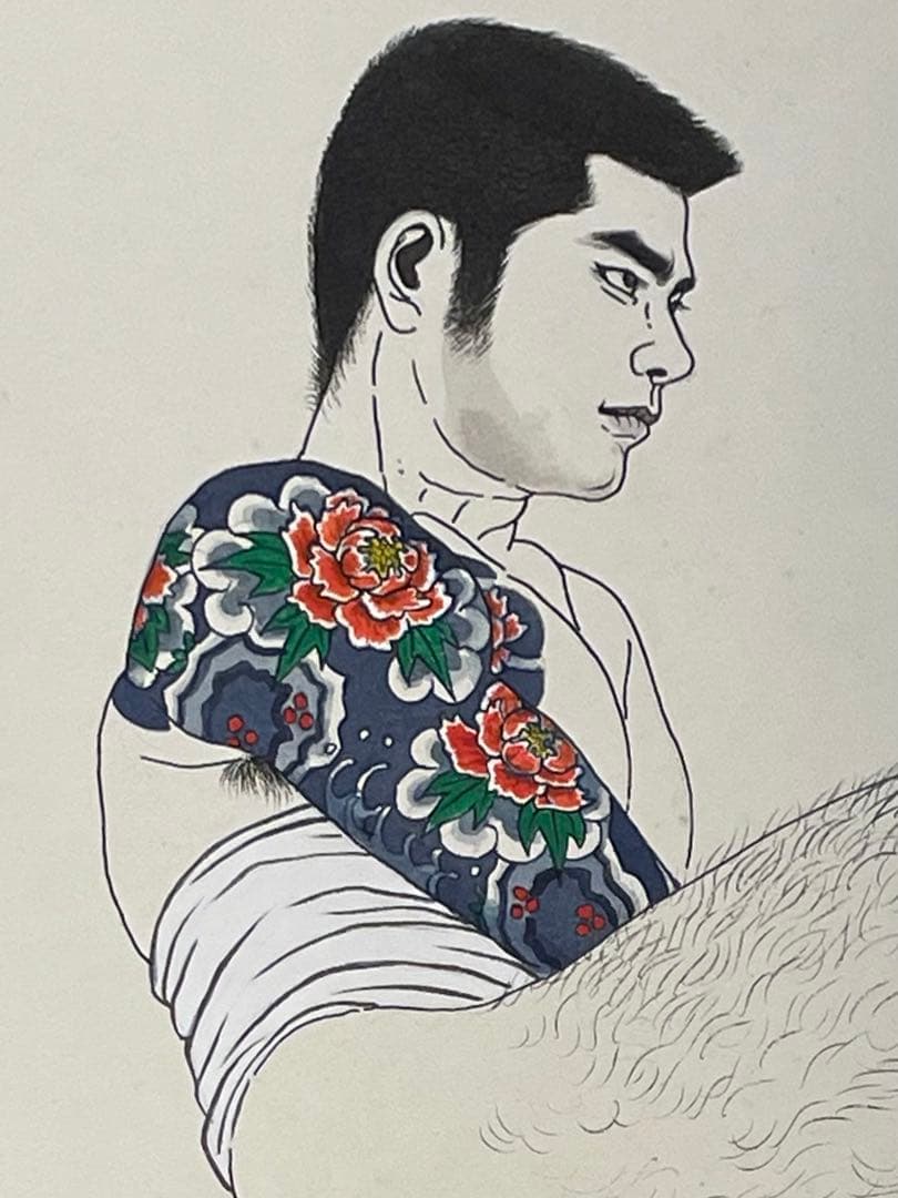 三島剛　 直筆画　真作　Go Mishima 若者