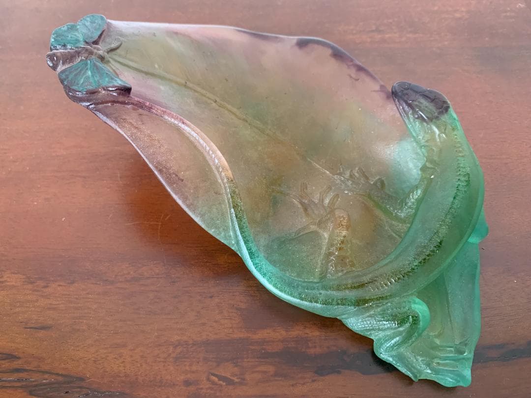 ✨SALE✨硝子製蜥蜴トレー(オブジェ)　アンティークドーム・ナンシー　フランス