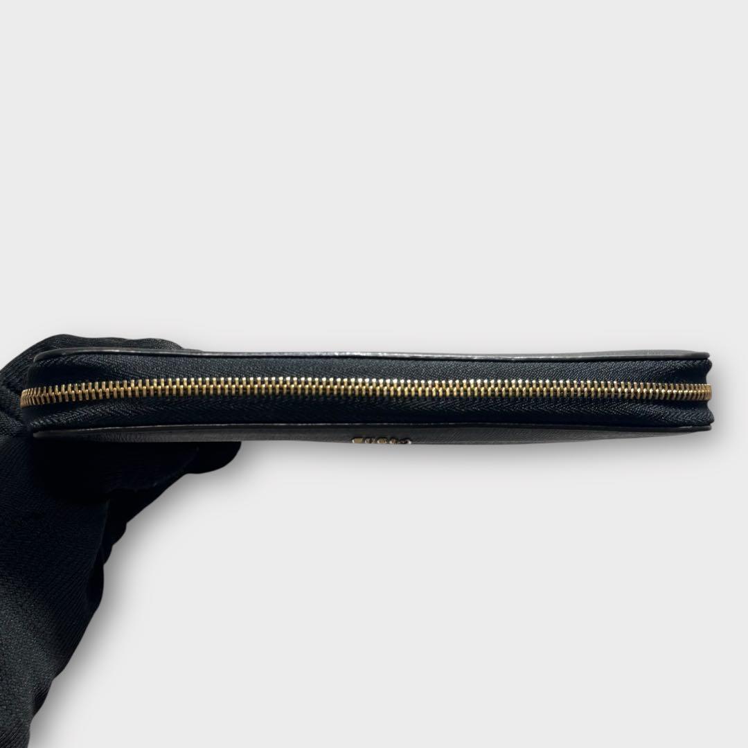 超美品✨FURLA フルラ　長財布　ラウンドファスナー　ロゴ金具　黒　レザー