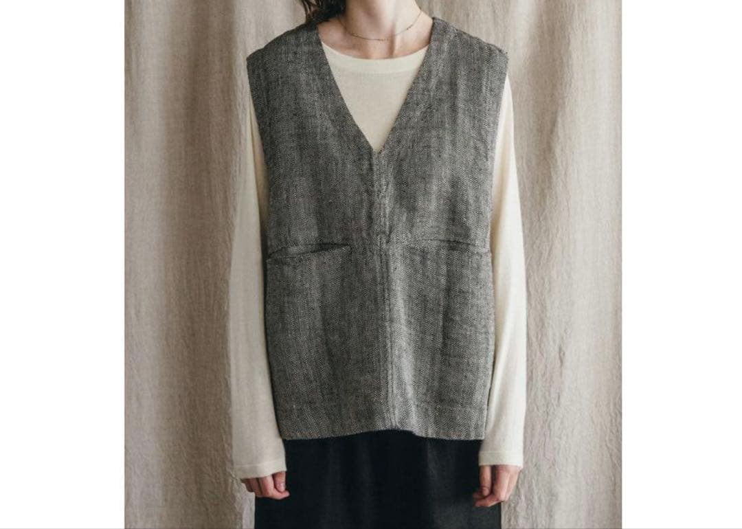 fog linen workフォグリネンワーク メリサ ベスト へリンボーン