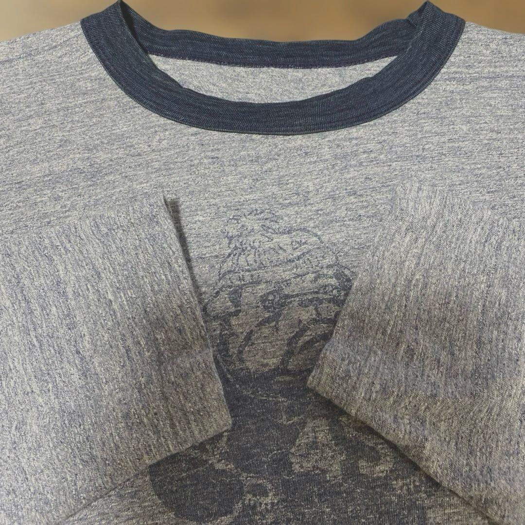 45R/45rpm日本製ブルドッグプリント 長袖 Tシャツ ロンT長袖カットソー