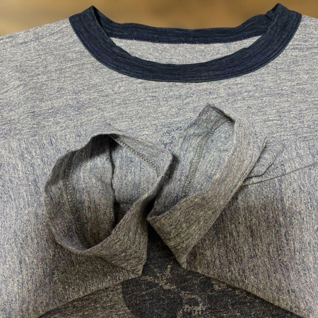 45R/45rpm日本製ブルドッグプリント 長袖 Tシャツ ロンT長袖カットソー