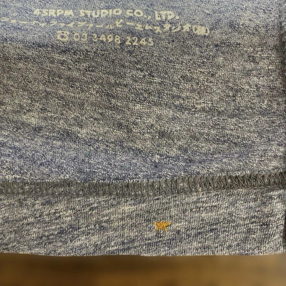 45R/45rpm日本製ブルドッグプリント 長袖 Tシャツ ロンT長袖カットソー