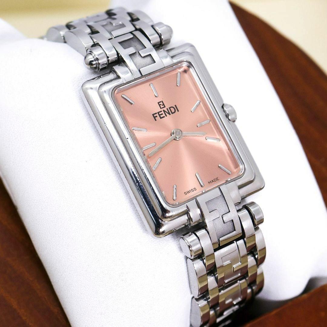 稼働 FENDI 腕時計 710L サーモンピンク スクエア レディース1851