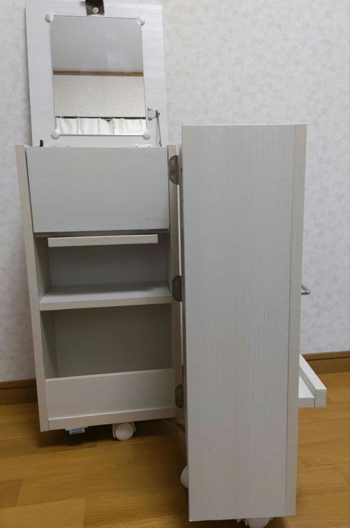 コスメワゴン 収納付きドレッサー キャスター付き 鏡付き