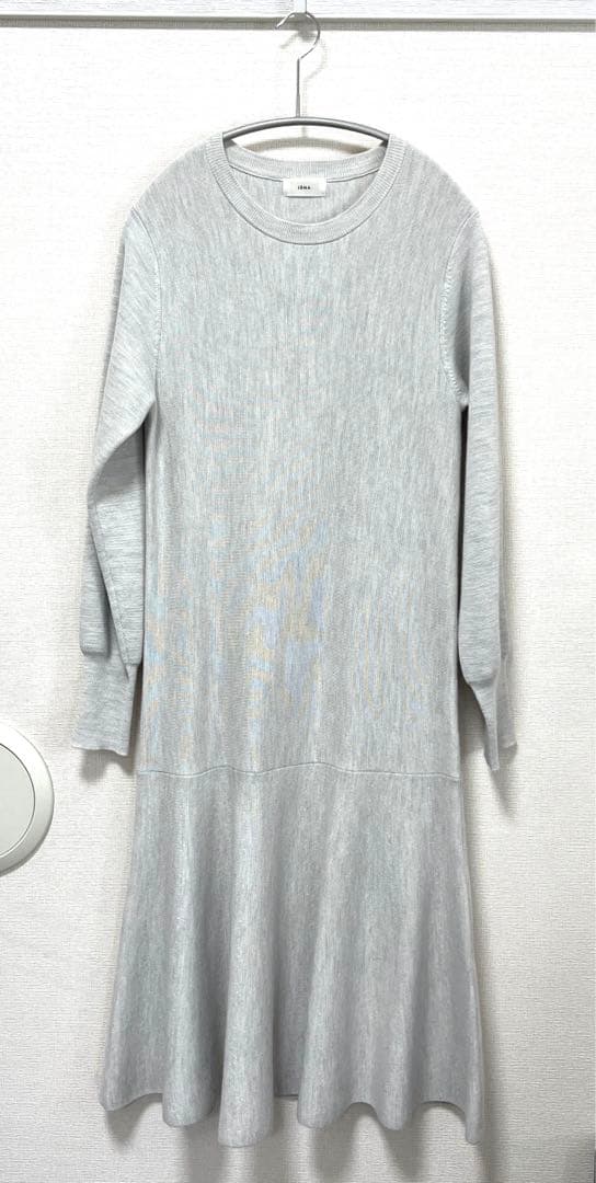 ミラノリブ　フレア　ニット　ワンピース　イエナ　IENA 白