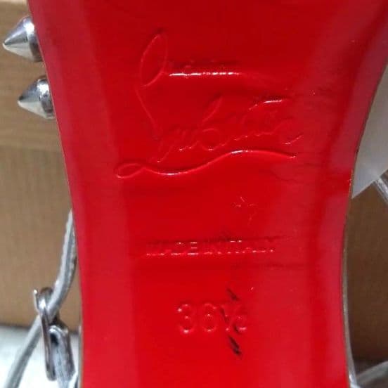 Christian Louboutin サンダル ハイヒール シルバー スタッズ