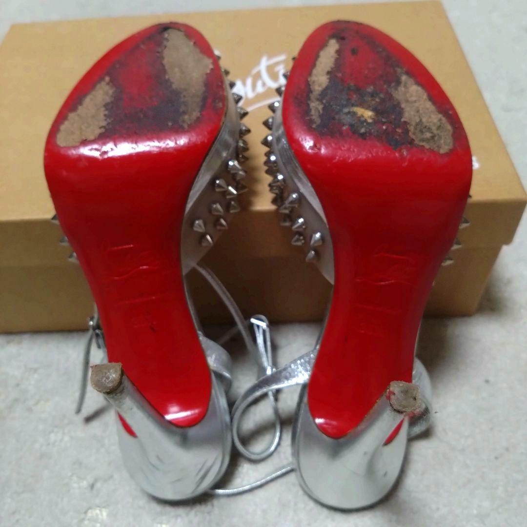 Christian Louboutin サンダル ハイヒール シルバー スタッズ