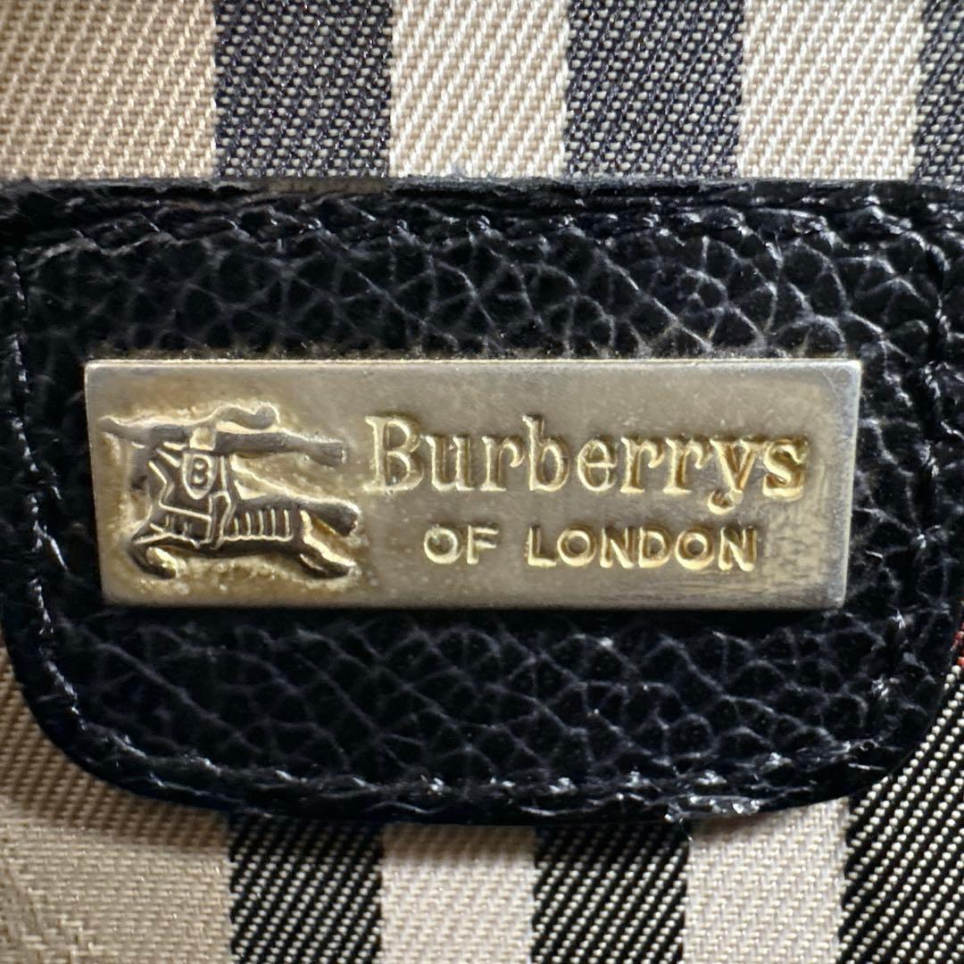 Burberry レザー ビジネスバッグ ブリーフケース ノバチェック シボ革
