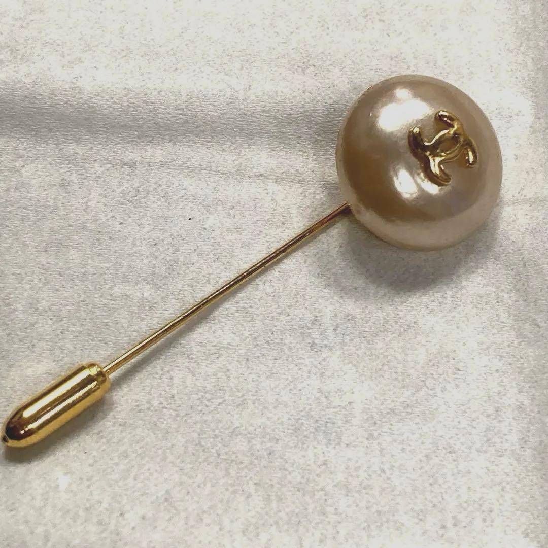 良品】シャネル ブローチ ココマーク フェイクパール ゴールド金具