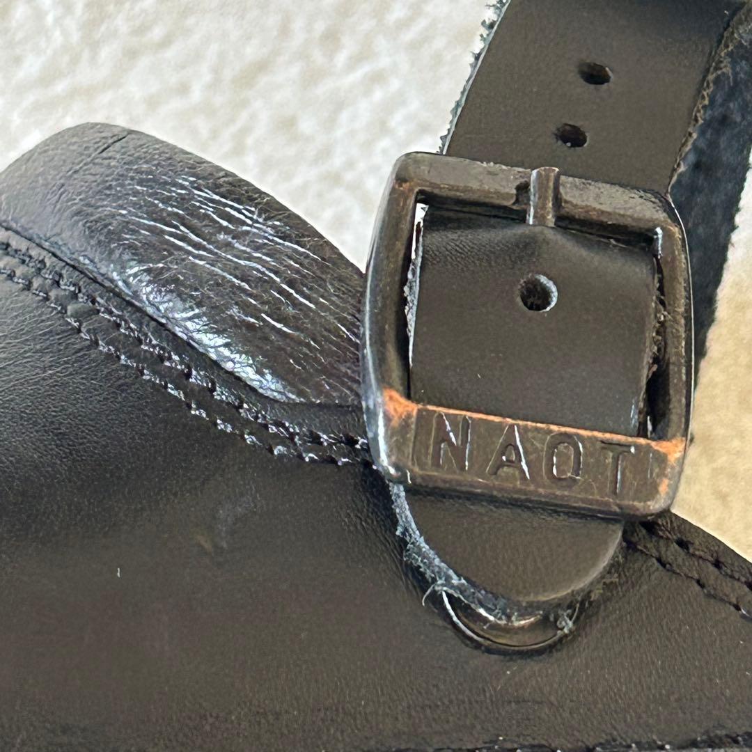 希少　ナオト　アイリス　マットブラック　サポ　レザーサンダル　コンフォート　37