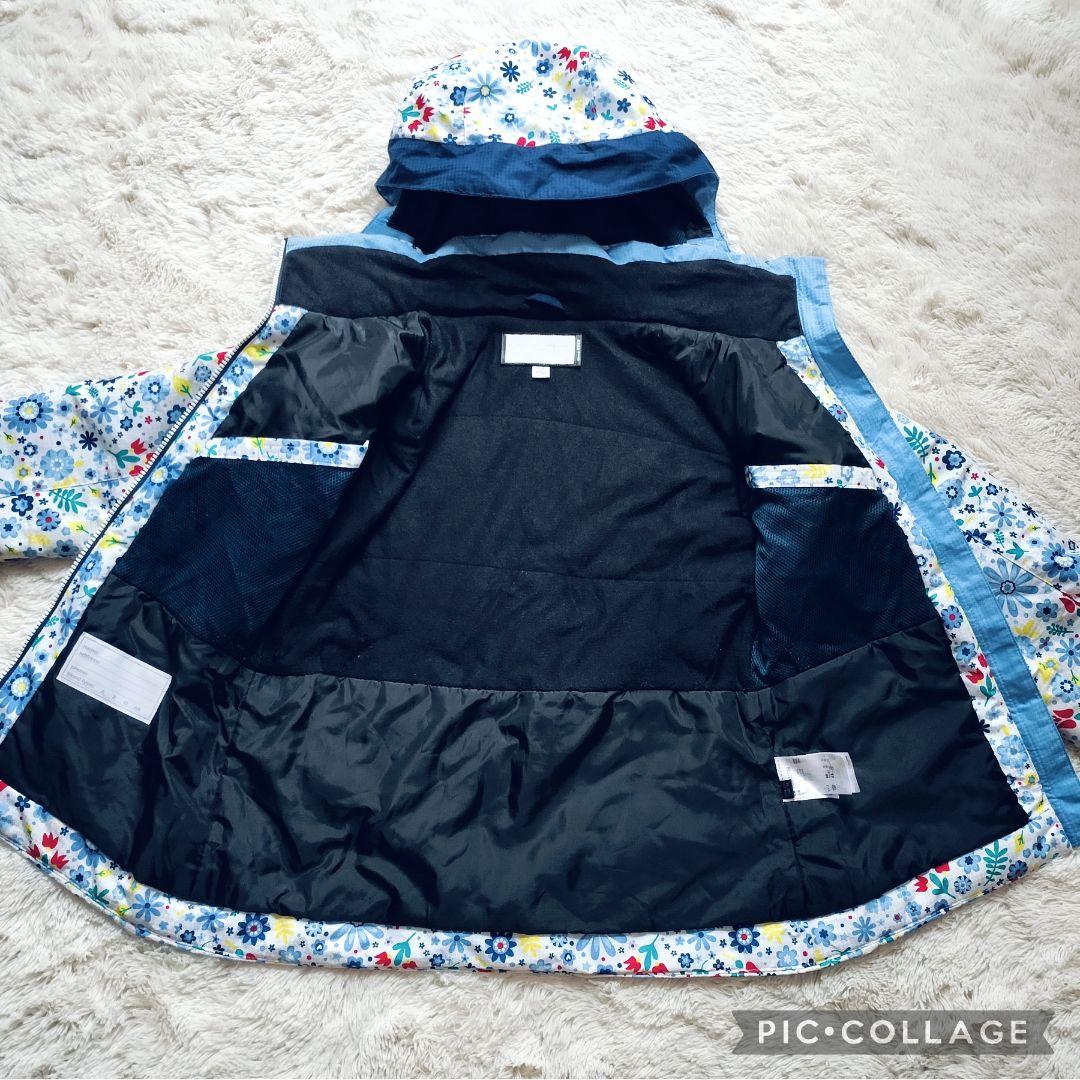 【美品】Phenix ガールズスキーウェア 150上下♡クリスタル花柄×ネイビー