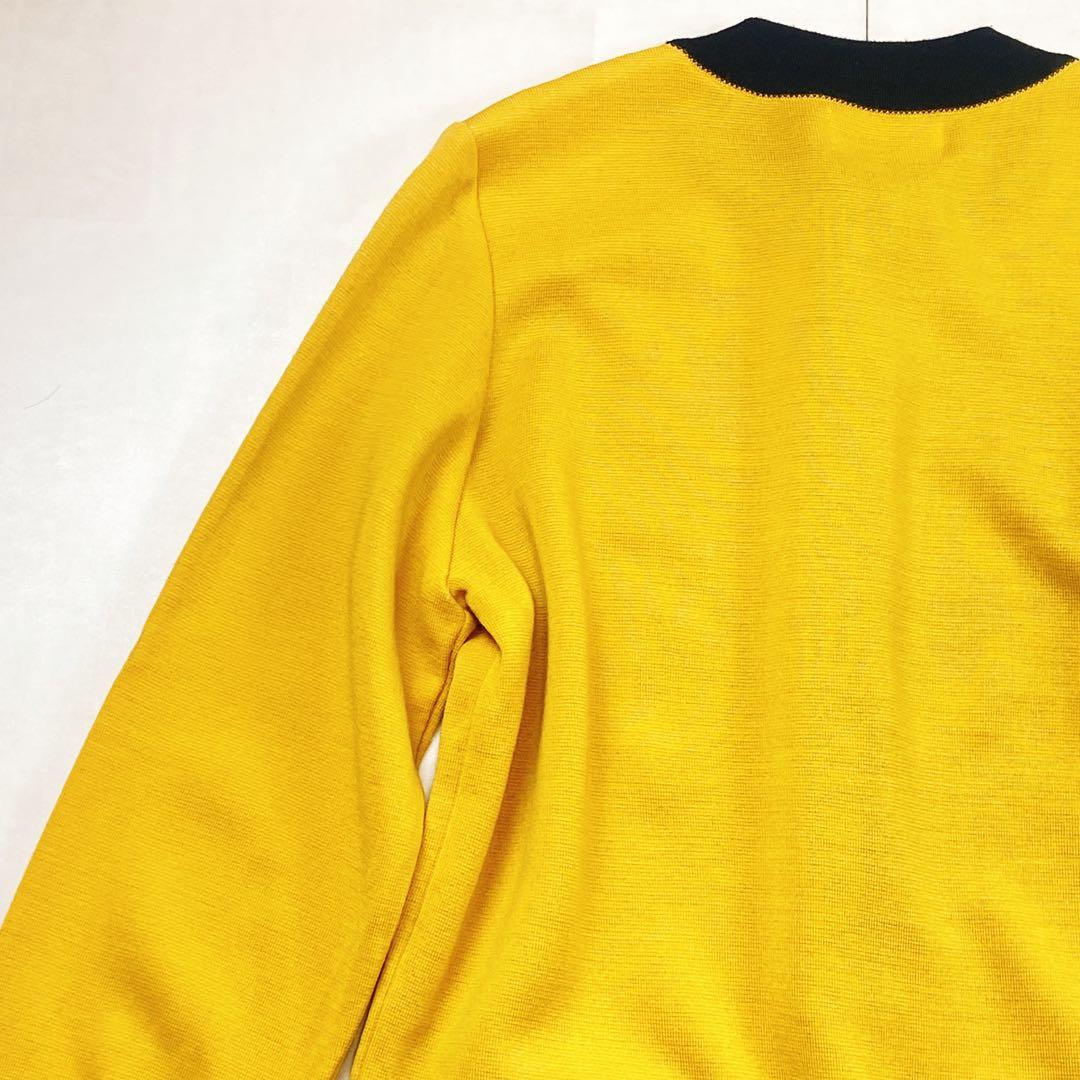 美品 サンローラン 金ボタン パールボタン ニットワンピース イエロー