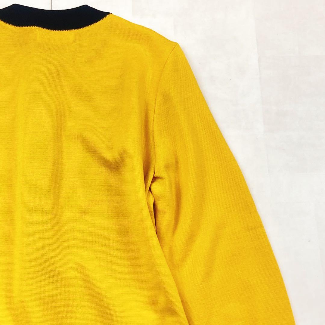 美品 サンローラン 金ボタン パールボタン ニットワンピース イエロー