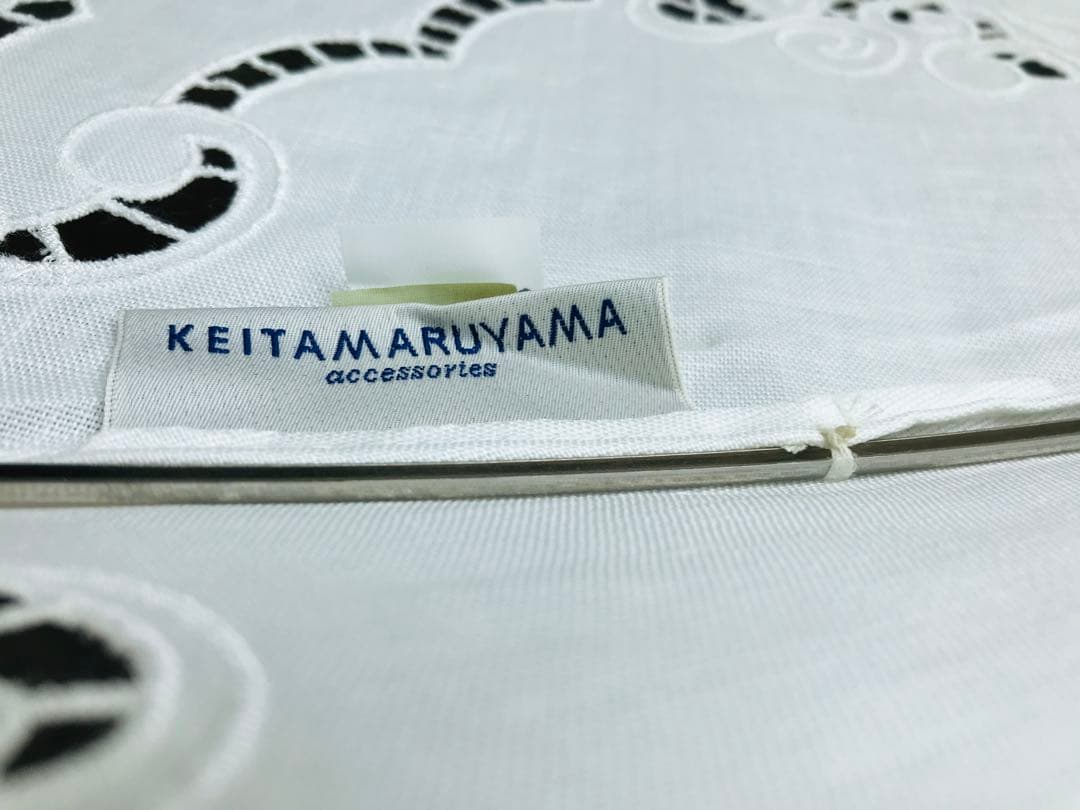 【新品】ケイタマルヤマ　日傘　刺繍　レース　リネン　長傘　白