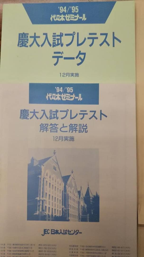 慶大入試プレテスト　文学部　1994　答案成績表付きは極めて稀