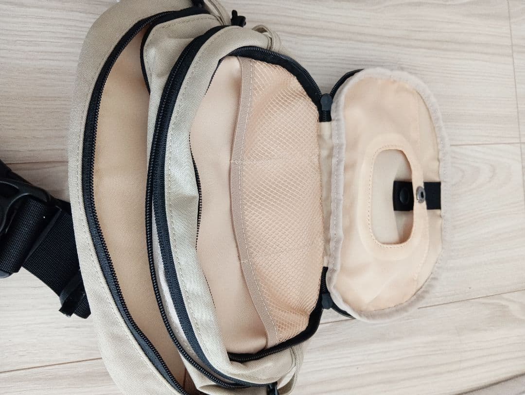 hugoo ベージュ ヒップシート 多ポケット ショルダーバッグ