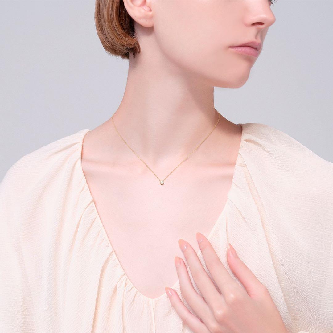 AHKAH♡ティアネックレス.イエローゴールド.18金.ダイヤ