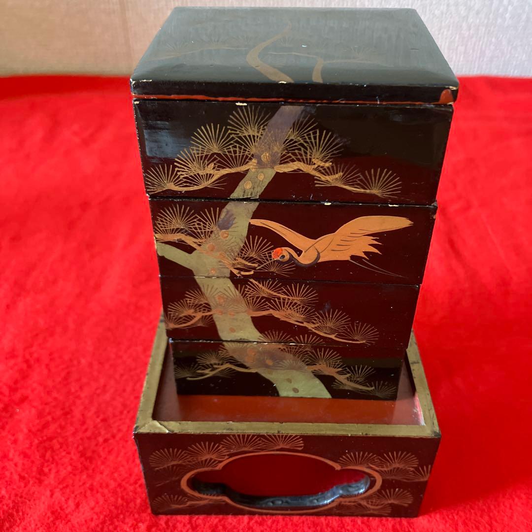 100年以上前のお雛様道具 御三揃(箪笥 長持 両掛)蒔絵御懸盤 桐箱入