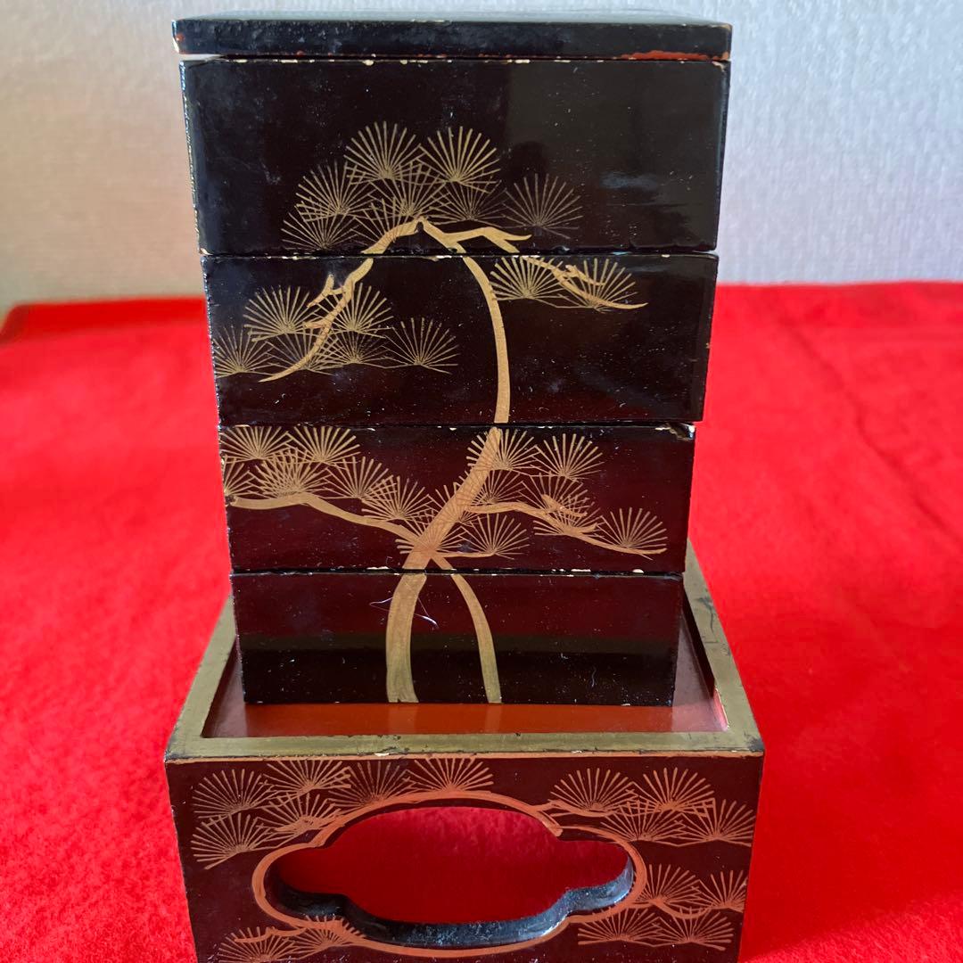 100年以上前のお雛様道具 御三揃(箪笥 長持 両掛)蒔絵御懸盤 桐箱入