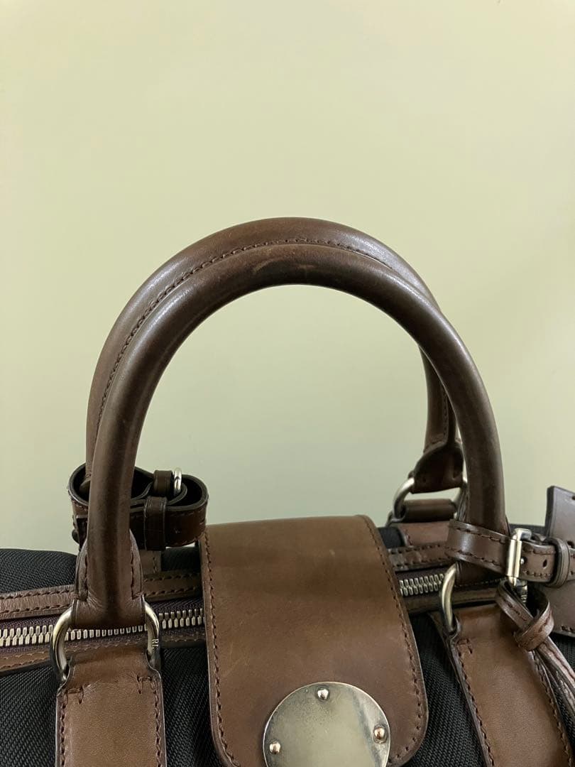 【Ralph Lauren】黒×茶 ナイロン×レザー リッキー ボストンBAG