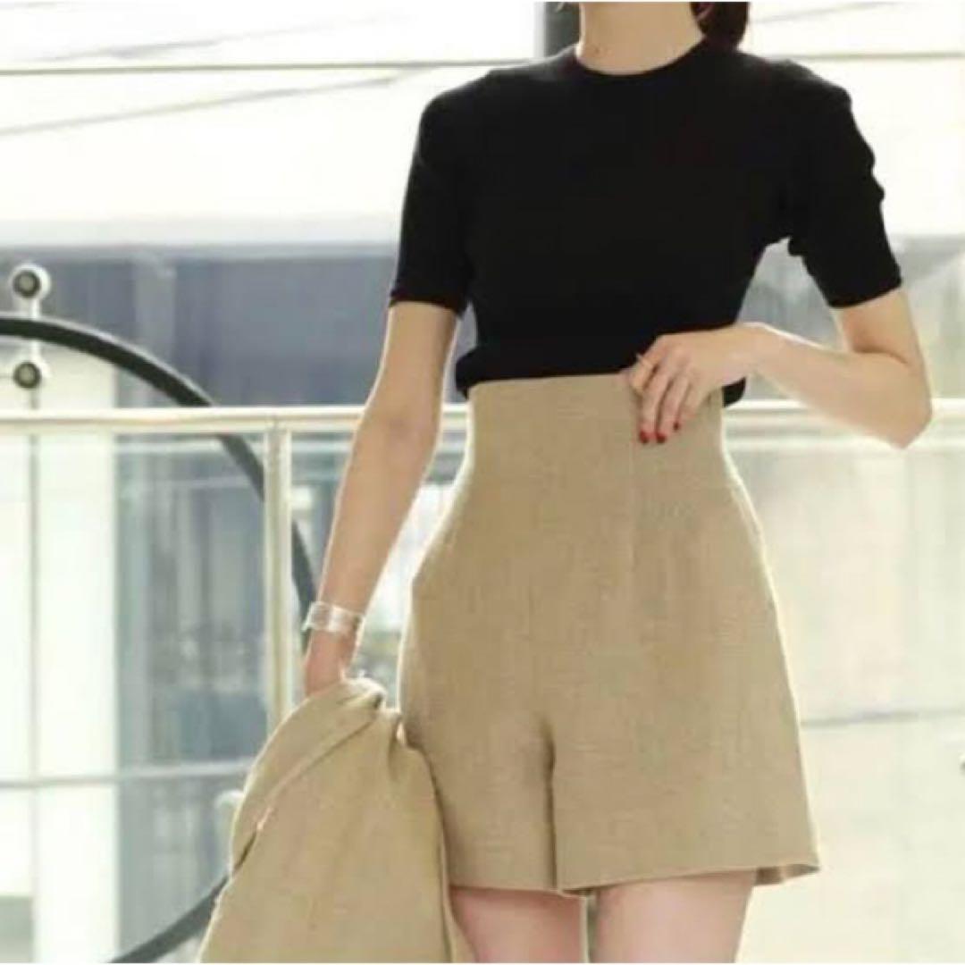 マディソンブルー ハイウエストリネンショーツ ショートパンツ01