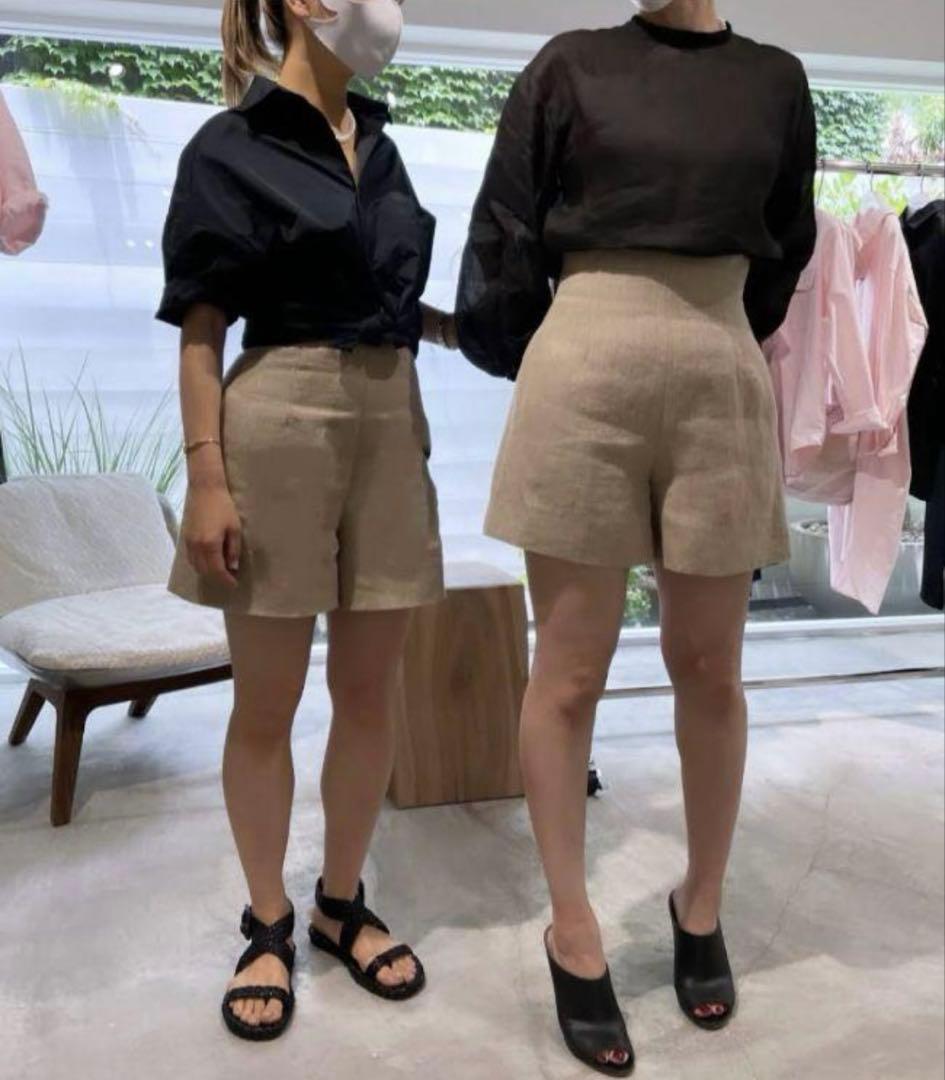 マディソンブルー ハイウエストリネンショーツ ショートパンツ01