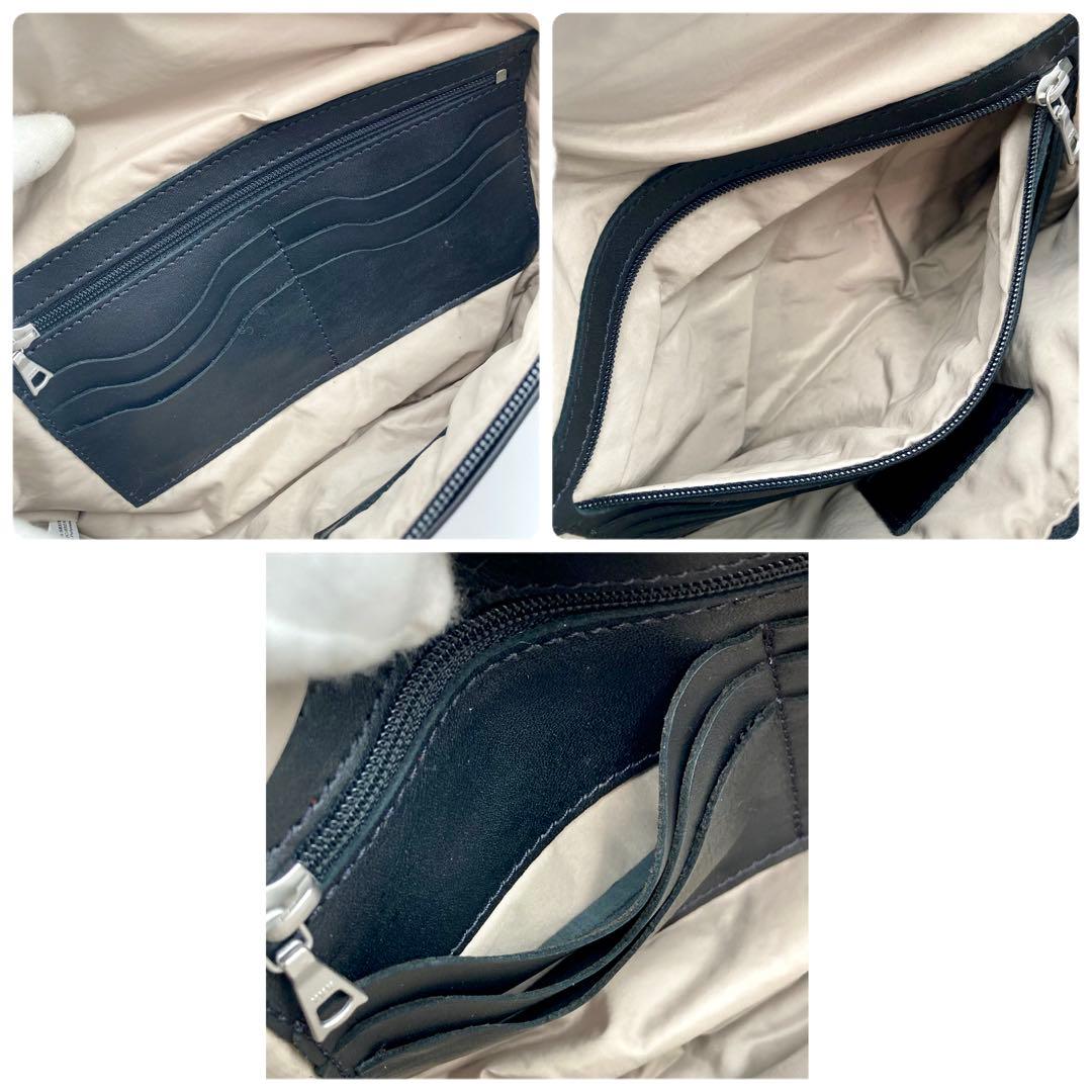 ちょろっぺ✨ m0851 ウエスト&ボディバッグ アニリンレザー 黒 男女