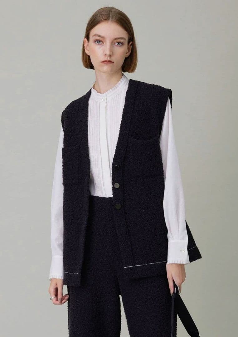 美品 iCB ブークレツイード ニットジレ 35970円 XS ベスト