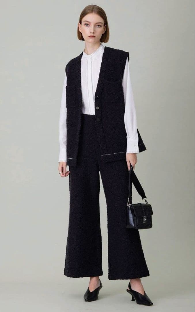 美品 iCB ブークレツイード ニットジレ 35970円 XS ベスト