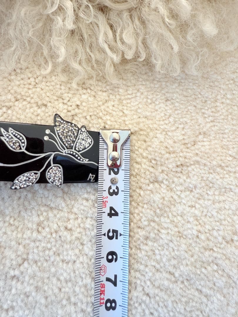 アレクサンドル ズアリ フラワー スワロフスキー バレッタ　ブラック