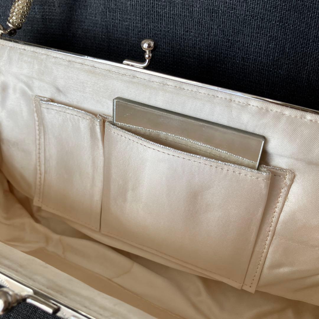 【美品】ヴィンテージ WAKO 銀座和光 高級ビーズ パーティーバッグ シルバー